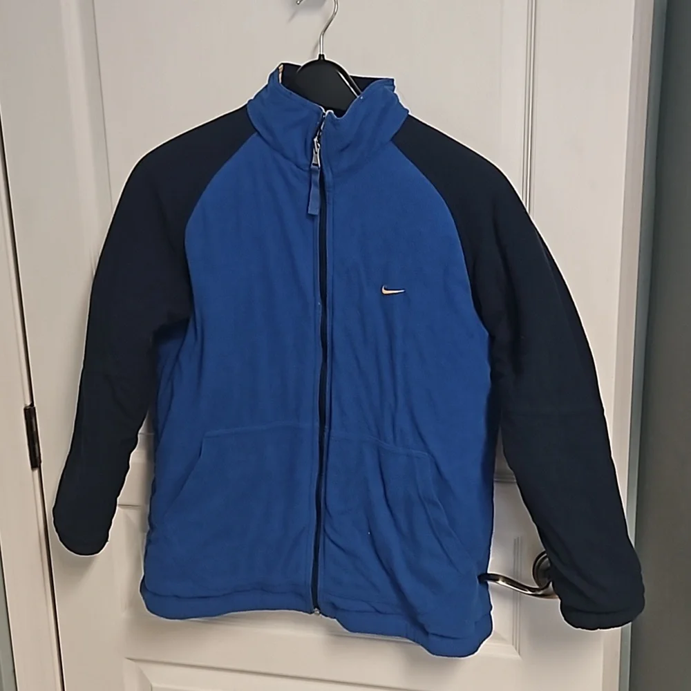 VTG Nike Coat Reversible Jacket Blue Gray Yellow Winter Outdoor Boys 14-16